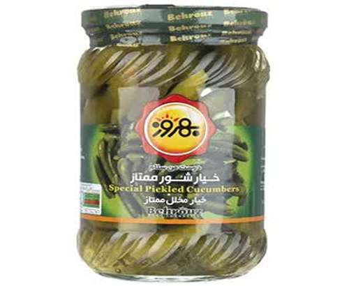 خیار شور ممتاز  شیشه 660گرمی بهروز | پخش مواد غذایی و بهداشتی پیمان استان قم