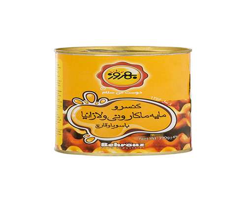 کنسرو مایه ماکارونی و لازانیا 380 گرمی بهروز | پخش مواد غذایی و بهداشتی پیمان استان قم
