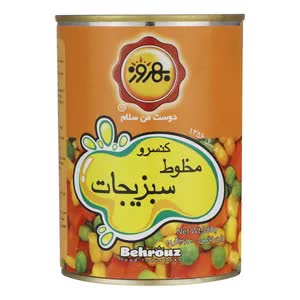 کنسرو مخلوط سبزیجات 380 گرمی بهروز | پخش مواد غذایی و بهداشتی پیمان استان قم
